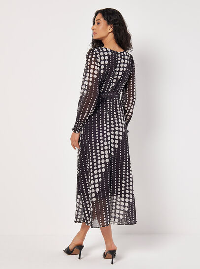 Spot Print Chiffon Midaxi Dress