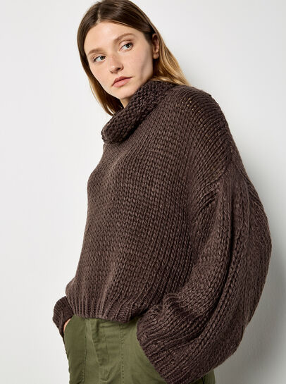 Chunky Knit Roll Neck Oversized Jumper