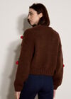 Chunky Knit Cherry Cardigan, Brown, large