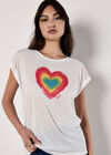 Heart Print Graphic T-Shirt, Assorted, large