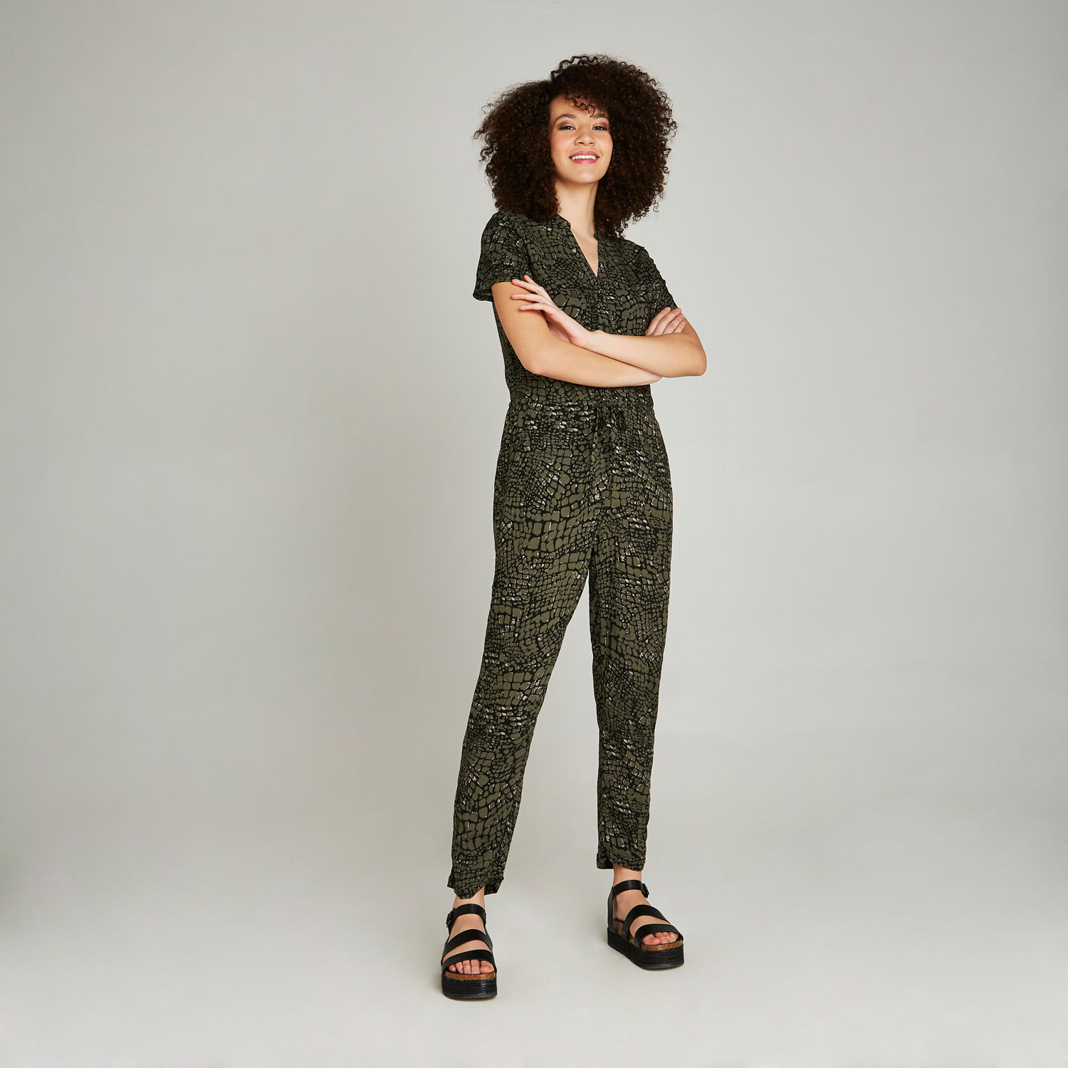 Apricot banana new arrivals leaf print jumpsuit