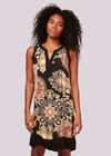Mandala Solid Border Shift Dress, Black, large