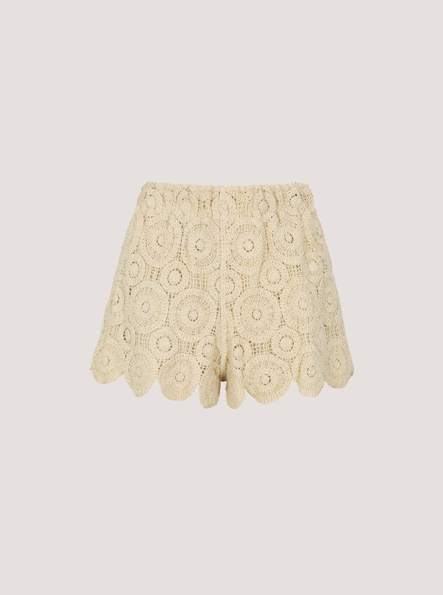 Crochet Circle Mini Shorts, Stone, large