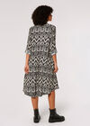 Diamond Print Shirt Mini Dress, Black, large