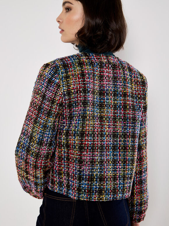 Multicoloured Tweed Jacket, Black, large