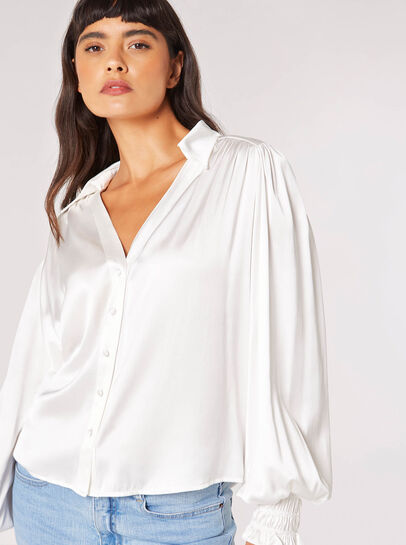 Balloon Sleeve Satin Shirt