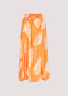 Palm Print Midi Skirt, Orange, large