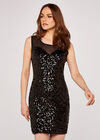 Sweetheart Sequin Dress, Black, large