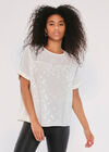 Jacquard Spot Turn Up Slv Top, Cream, large