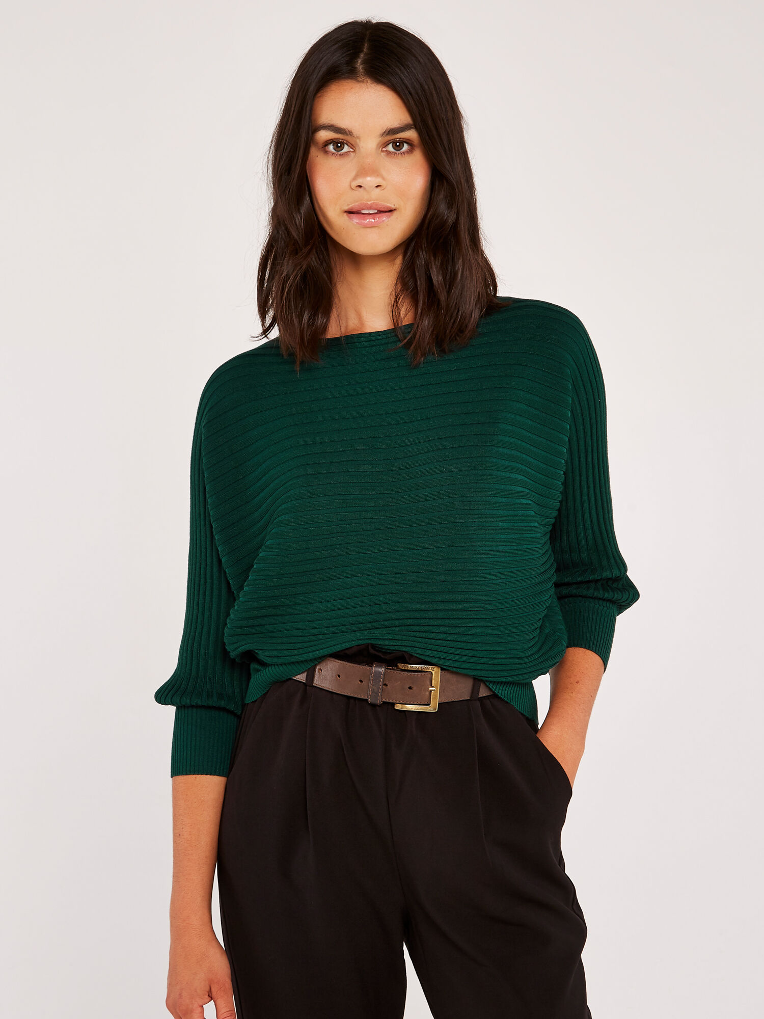 Ribbed batwing jumper top