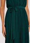 Pleated Skirt Midi Dress, Green, large