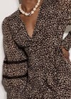 Leopard Print Chiffon Wrap Mini Dress, Brown, large