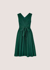 Metallic Pleat Skater Mini Dress, Green, large