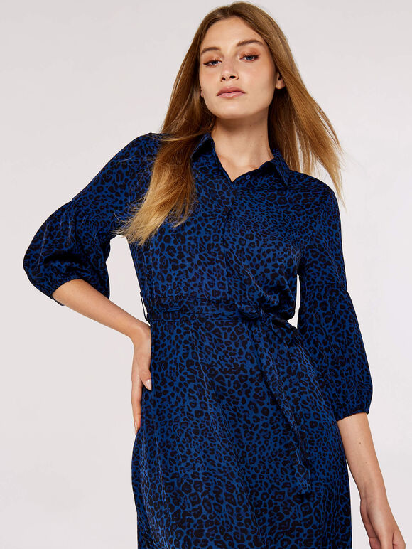 Animal Print Maxi Dress, Navy, large