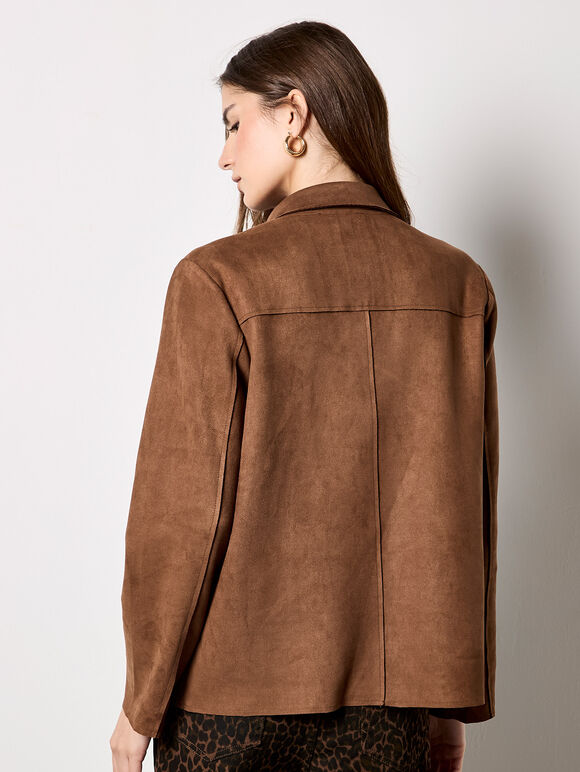 Lightweight Suede Jacket, Brown, large