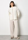 Pointelle Knit Lace Up Jumper, Cream, large