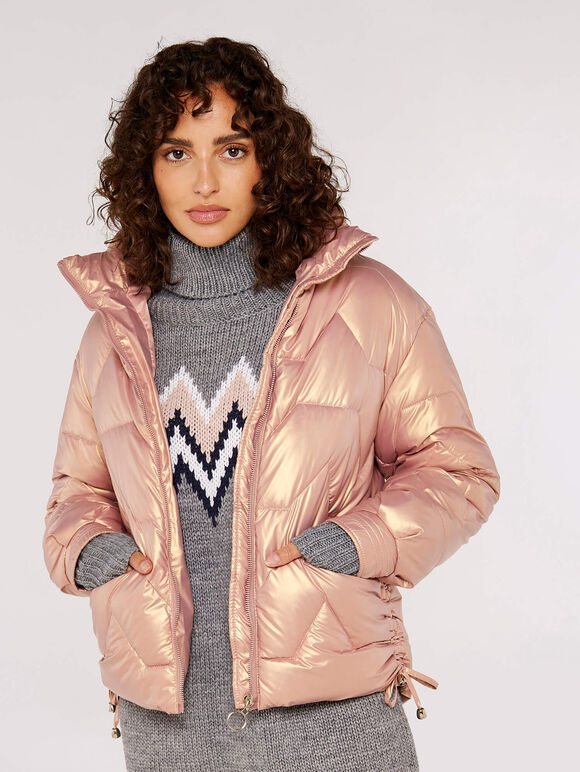 Irridescent Puffer Jacket, Pink, large