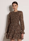 Paisley Chiffon Mini Dress, Brown, large