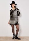 Oversized Stripe Jumper Mini Dress, Black, large
