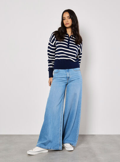 Zip Neck Stripe Jumper