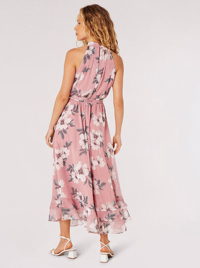 Painterly Floral Shimmer Midi Dress