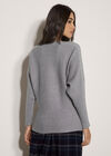 Diamante Embellished Ribbed Jumper, Grey, large