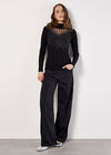 Gemstone Mesh Ribbed Jumper, Black, large