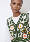 Floral Crochet Waistcoat, Green, large