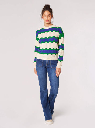 Wavy Stripe Pointelle Jumper
