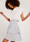 Floral Tiered Skirt, Blue, large