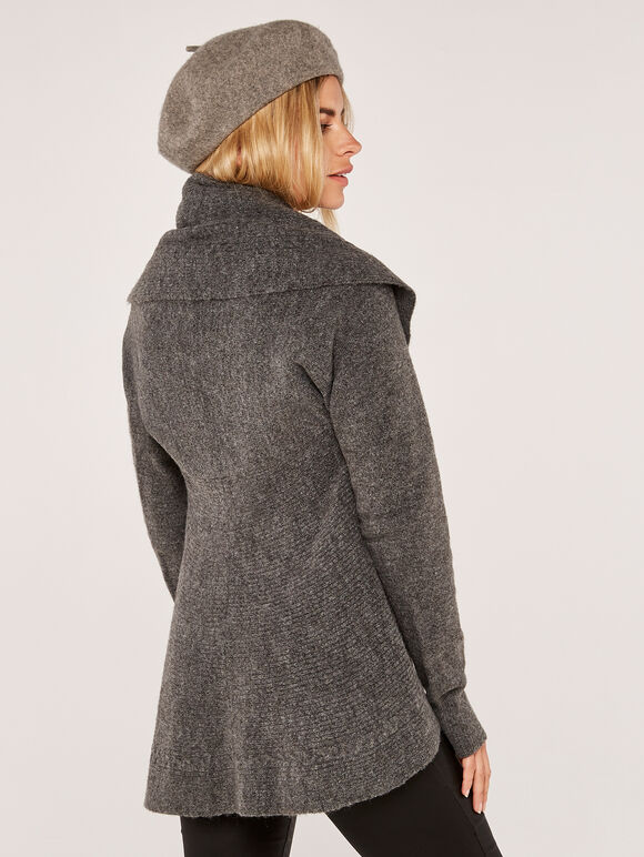 Waterfall Cardigan, Dark Grey - Charcoal, large