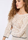 Crochet Circles Blanket Stitch Top, Stone, large