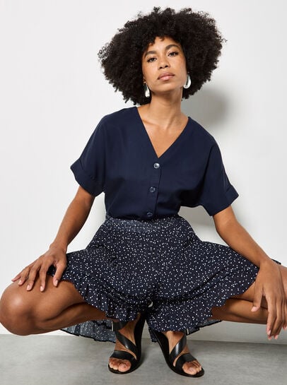 Spot Chiffon Plisse Mini Shorts