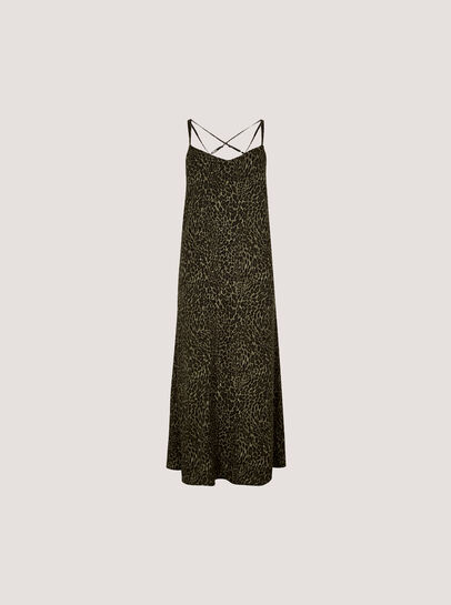 Animal Print Crepe Maxi Slip Dress