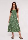 Ditsy Floral Smocked Midi Dress, Green, large