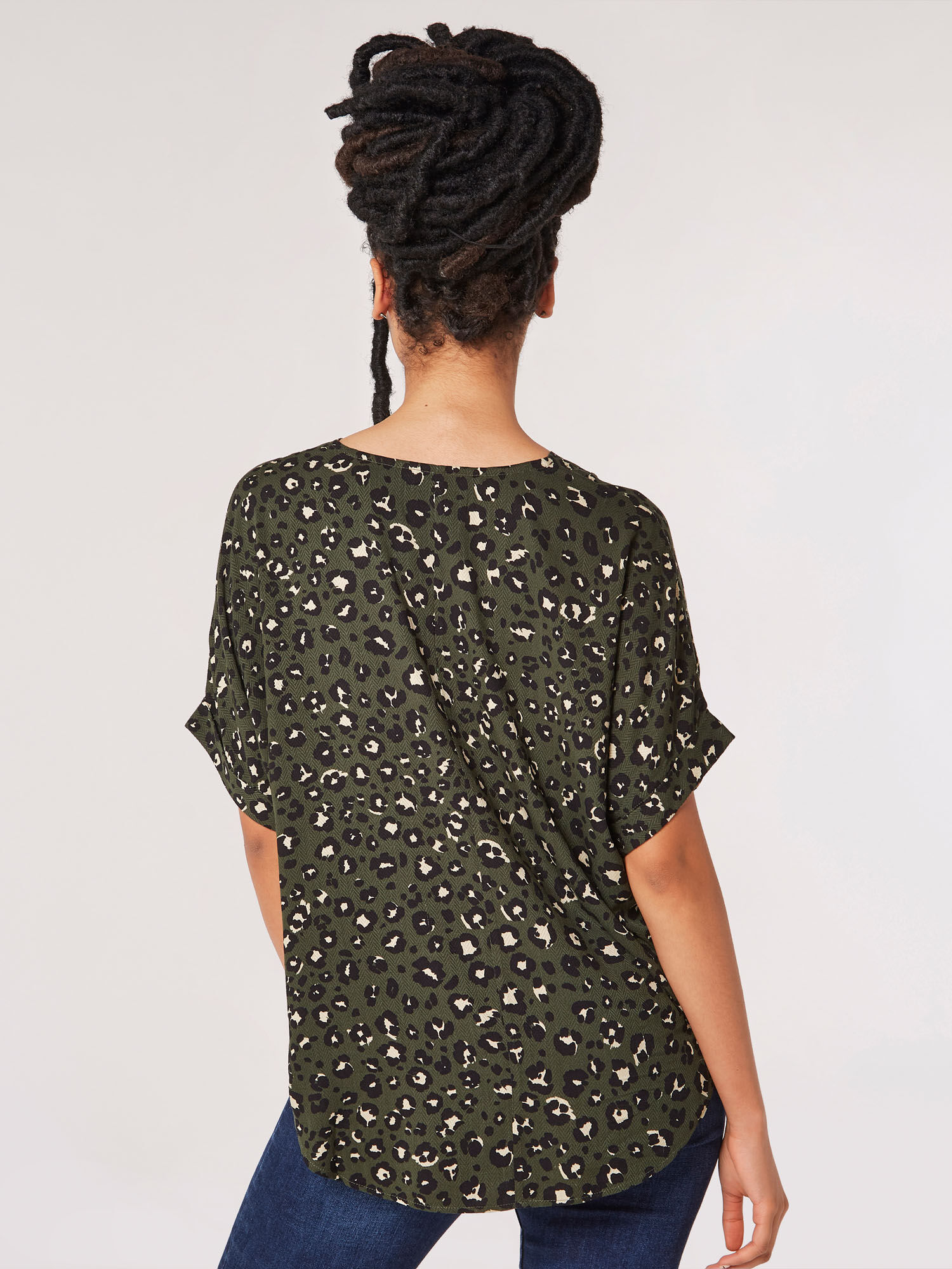 Leopard Print Pintuck Pleat Top