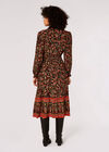 Ditsy Floral Paisley Midi Dress, Black, large