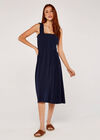 Slub Linen Nape Dress, Navy, large