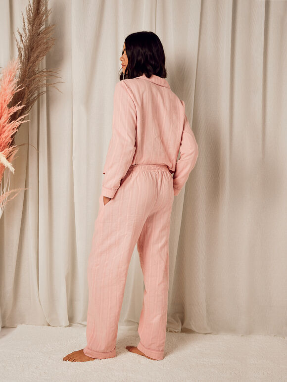 Embroidered Stripe Trouser, Pink, large