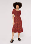 Ditsy Puff Sleeve Midi Dress, Navy, large