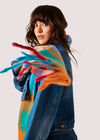 Colour Block Check Square Scarf, Blue, large