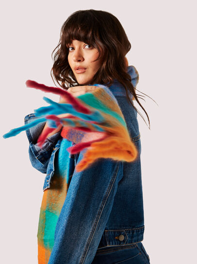 Colour Block Check Square Scarf