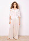 Embroidered Cotton Mesh Top, White, large