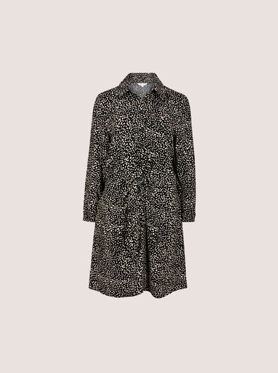 Irregular Spot Crepe Shirt Mini Dress
