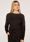 Lurex Ombre Batwing Jumper, Black, large