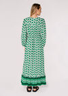 Geo Leaves Drawstring Maxi Dress, Green, large
