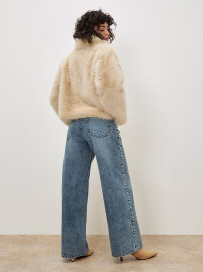 Maca Stud Embellished Wide Leg Jeans