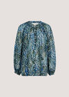 Patchwork Feather Print Chiffon Top, Green, large