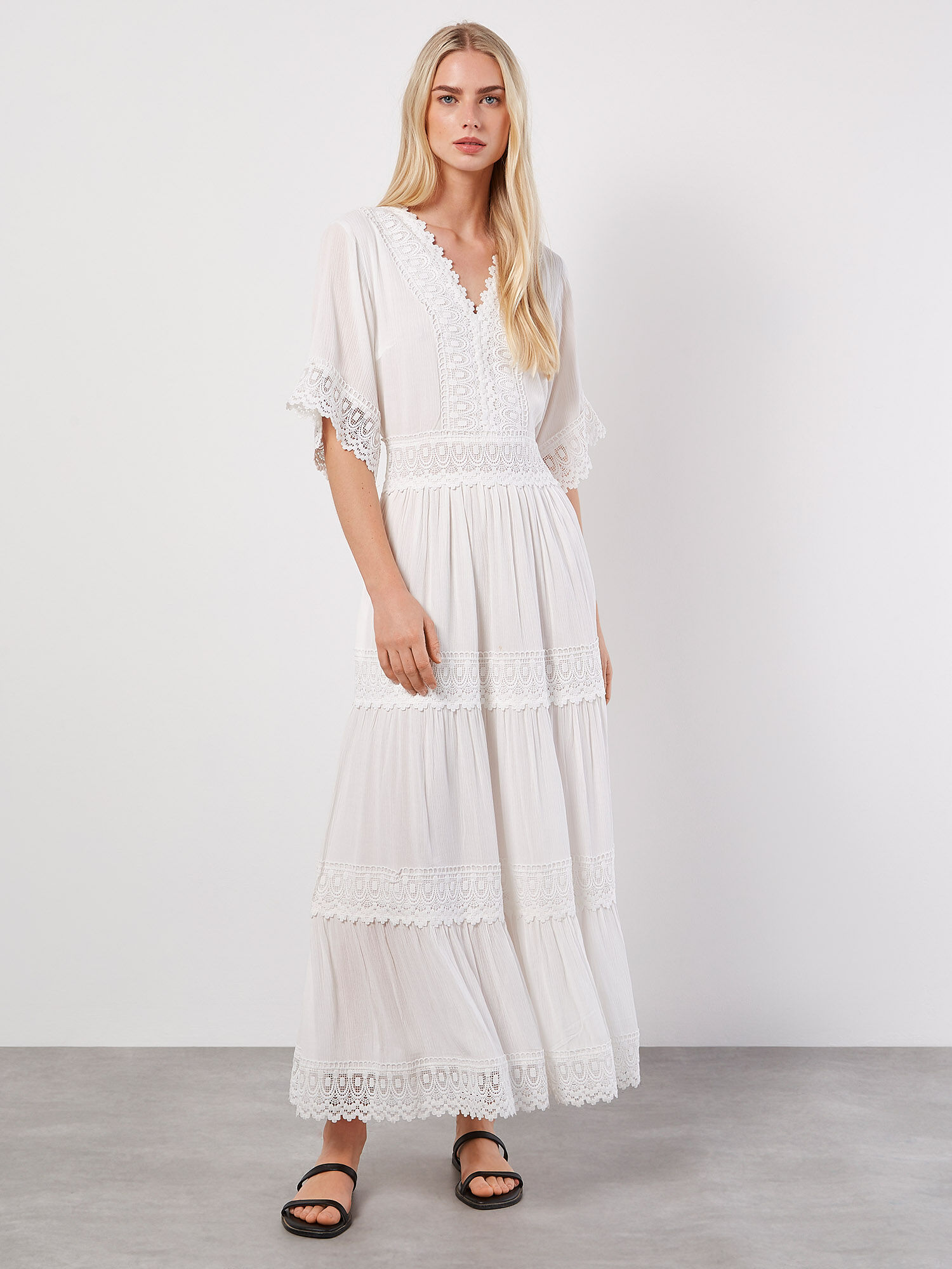 White tiered maxi dress top