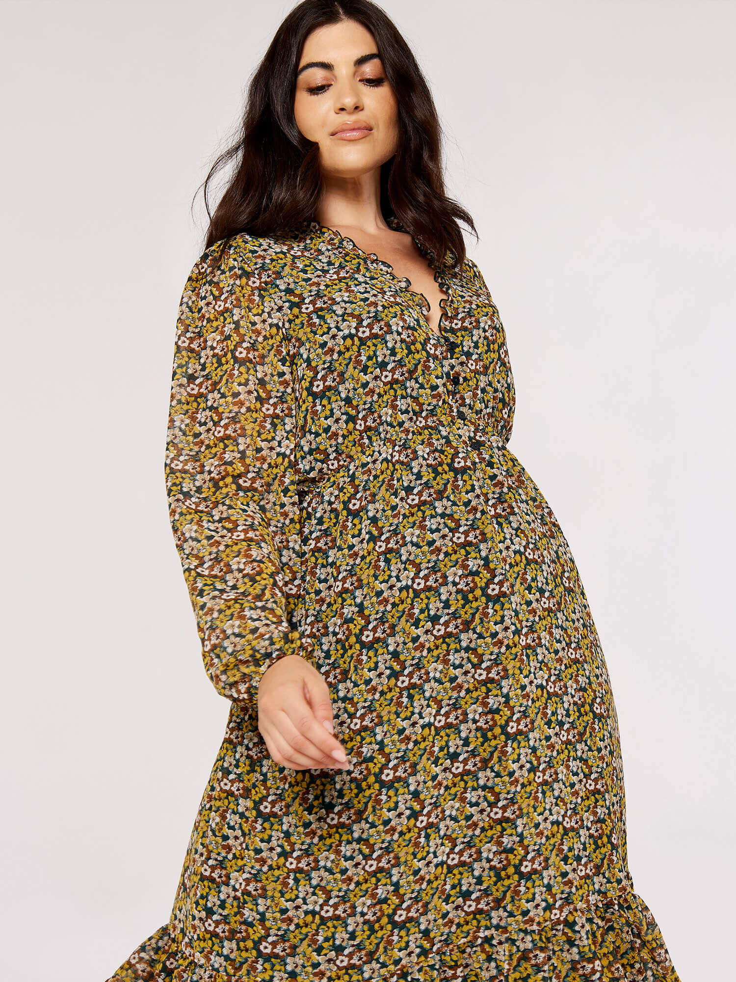 Plus size yellow midi dress 2025